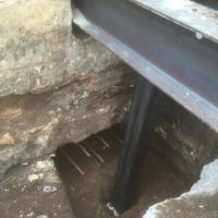 Excavations safely undertaken following temporary support of structure. Note: underpinning on opposi